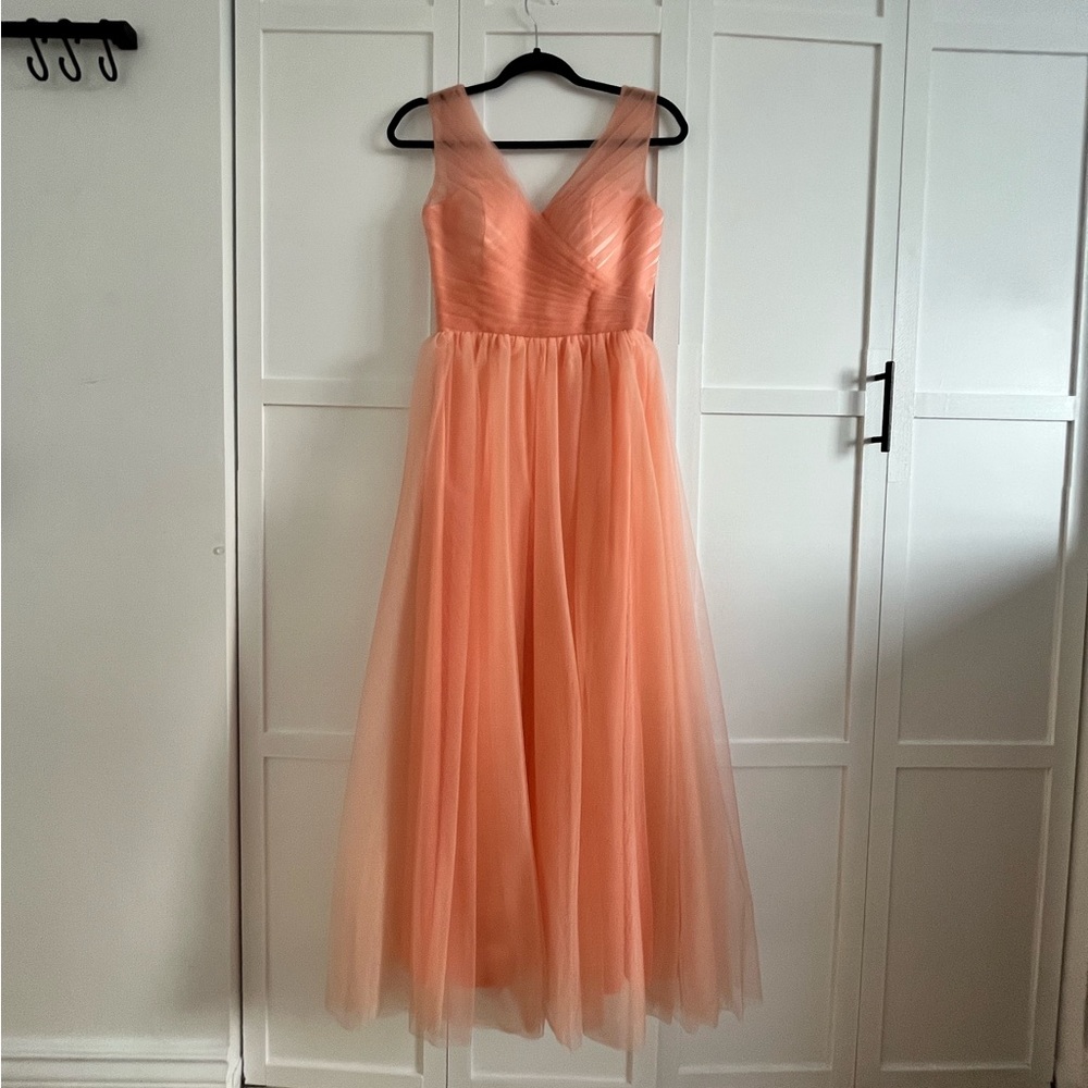 Coral Tulle Formal Long Dress